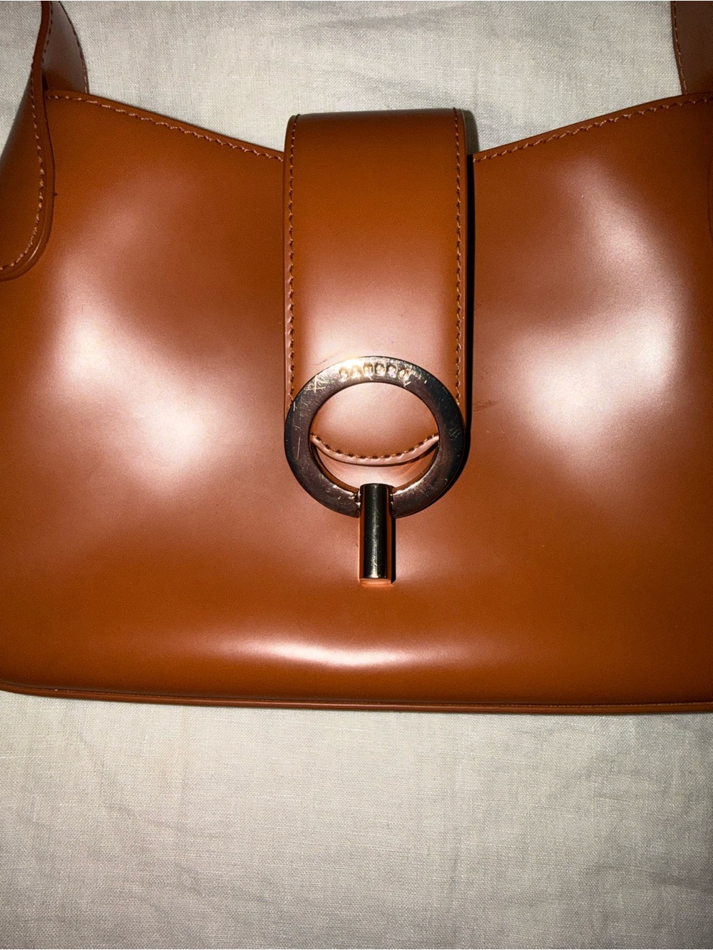 Sandro Sweet Janet Brown Leather Shoulder Bag - Picture 5 of 6